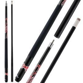 HMQQ 58" 2-Piece Fiberglass Graphite Composite Billiard Pool Cue Sticks (Several Colors Available, Weight from 19oz) (Red)