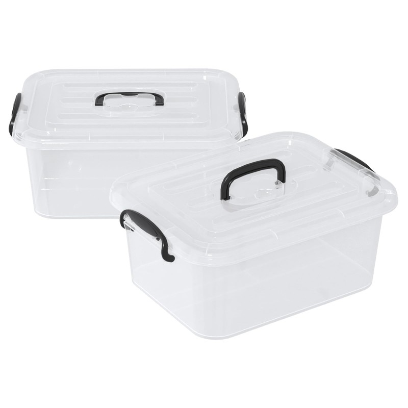 Waikhomes 8 L Clear Plastic Storage Bins with Lids, 2-Pack
