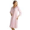 e.Femme® LEDA Women's Nightdress 3/4 Sleeve Cotton/Modal, pink