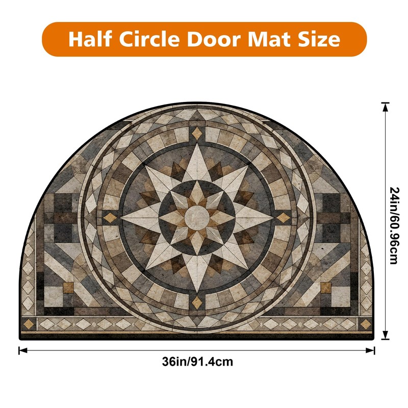 Half Circle Door Mat Thin Non-Slip Absorbent Half Moon Rug
