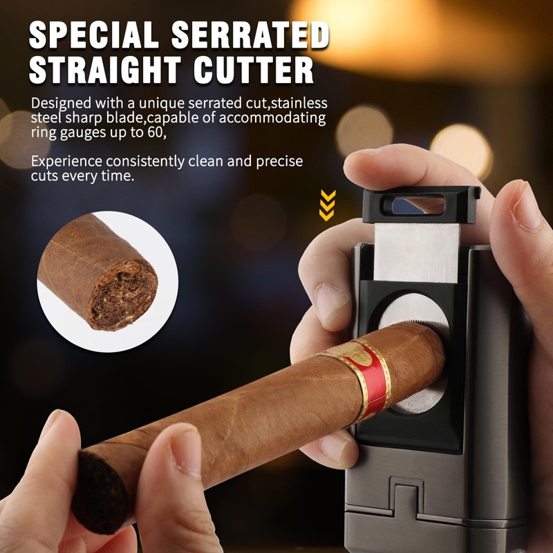 FANKAI Cigar Lighter and Cigar Cutter Set, Torch Lighter with