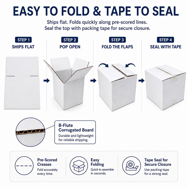 Yidomto 9x9x4 White Shipping Boxes, 25 Pack