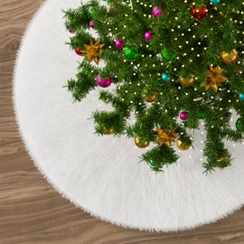 Christmas Tree Skirts Faux Fur Large Plush 90cm White Round base Mat Xmas Christmas Decorations For Xmas Tree Base Cover Holiday Party Home Decoration