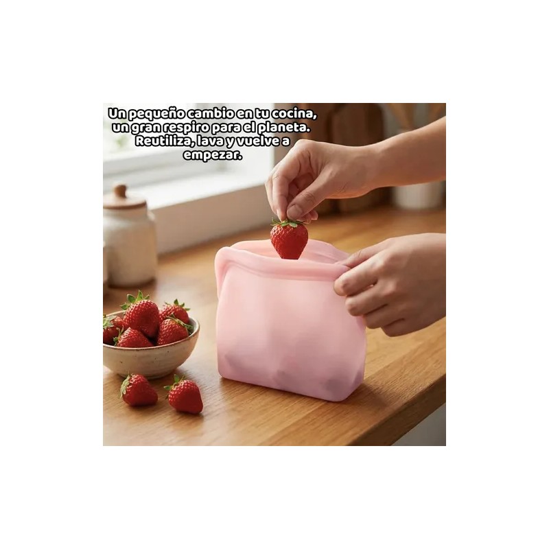 Bolsa Silicona Reutilizable Grado Alimenticio Libre Bpa 2p F