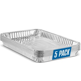 PLASTICPRO Aluminum Pans 5 Pack Disposable Cookie Sheets 9'' x 13'' Baking Pans Premium Quality Heavy Duty Cookie Sheet Pans