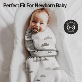 Soarwg Kids Baby Swaddle Blanket Wraps for 0-3 Months, Oeko-tex100 Certified, Adjustable Newborn Swaddle Set for Baby Boy and Girl, 100% Breathable Organic Cotton Fabric Baby Essentials, 2 Pack (Grey)