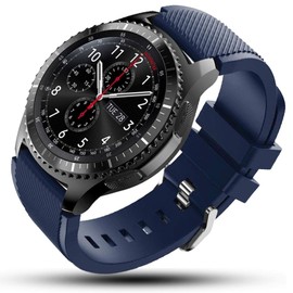 FanTEK Band for Galaxy Watch 3 45mm / Galaxy Watch 46mm / Gear S3 Watch, 22mm Silicone Sport Quick Release Replacement Strap for Moto 360 2nd Gen 46mm/ Pebble Time Steel, Midnight Blue