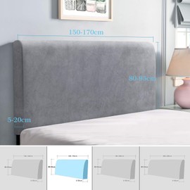 TAOCOCO Bed Headboard Covers, King Size Headboard Covers,Velvet All-inclusive Elastic Headboard Protection Cover for King/Double Bed,Grey Headboard Cover 150-170cm(Light Grey)