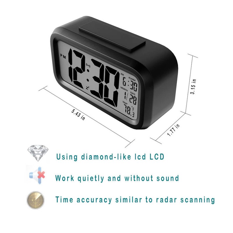 DTL Digital Alarm Clock LED Display with Temperature Big Larger