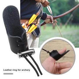 EMSea 4Pcs Finger Protection Pad Finger Gloves Archery Finger Tab Leather Thumb Ring Arrow Finger Pad Sport Accessories 4.9x2.3cm
