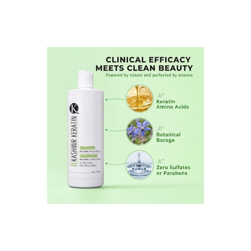 Kashmir Keratin Enriched Shampoo Sulfate Paraben Free For All Types