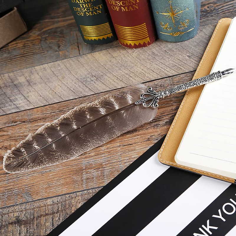 ANCLLO Vintage Feather Quill Pen Nature Feather Dip Pen for