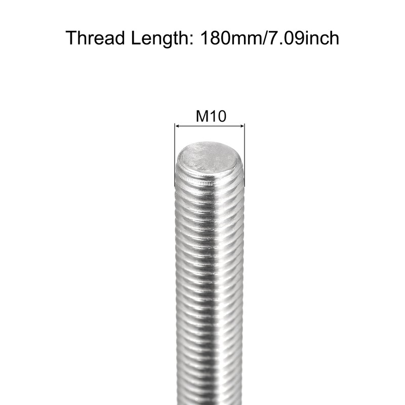 sourcing map Fully Threaded Rod M10 x 180mm 1.5mm Thread