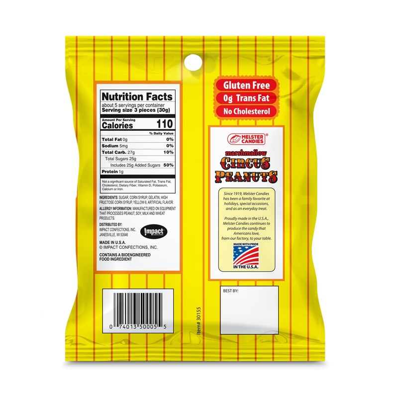 Melster Candies - Classic Marshmallow Circus Peanut Candies - Fat