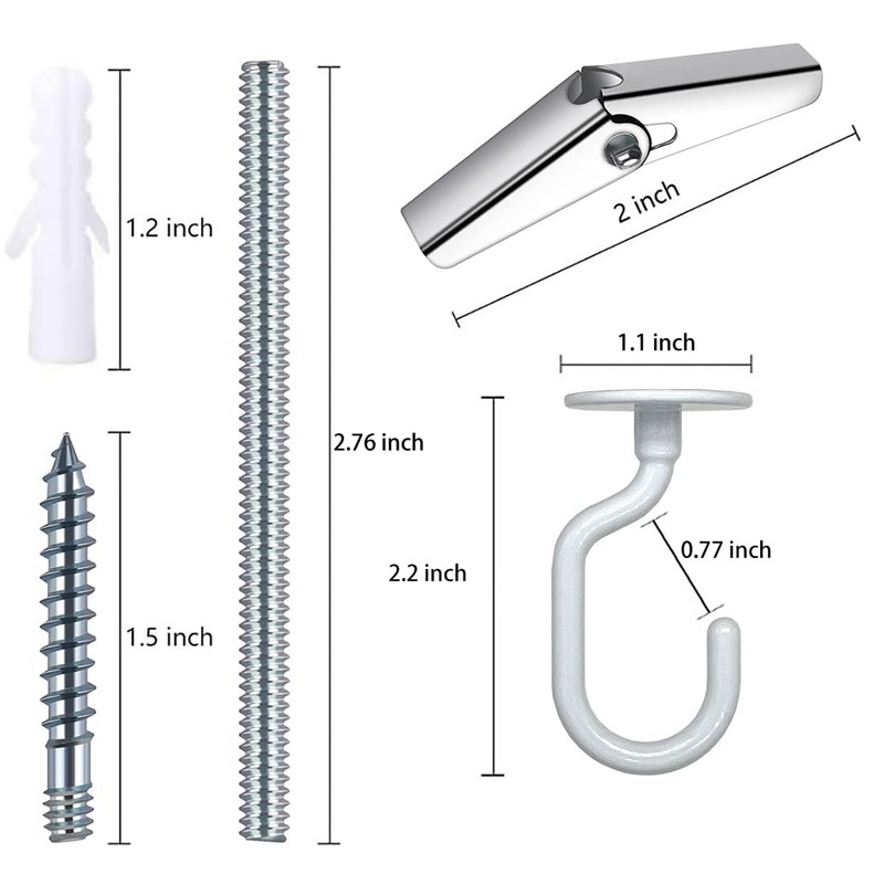 Evsteluo 2 Sets Large Swag Ceiling Hooks Heavy Duty Swag