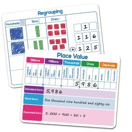 Dry Erase Place Value Whiteboard,9" x 12" Double Sided Dry Erase Boards for Kids for Teaching Place Values from Billions to Decimal Numbers,Math Manipulatives White Board for Students