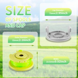 Zzunkn AC80RL3 11ft 0.080" Replacement Trimmer Spool for Ryobi One Plus 18v 24v and 40v, Cordless Trimmers Line Refills Weed Wacker Auto-Feed Twist Single Line Parts (8 Spool + 2 Cap)