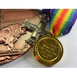 The Commemorative Coin Company Full Size Bronze World War 1 Memorial/Death Plaque and Medals. George V Gallantry Cross, Great War Victory Medal