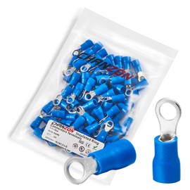 Chanzon 100pcs Blue Ring Terminals - #8 M4 - UL Listed Insulated PVC Eyelet Wire Connector 16-14AWG Gauge Electrical Crimp Connector for Boat Truck Stereo Car