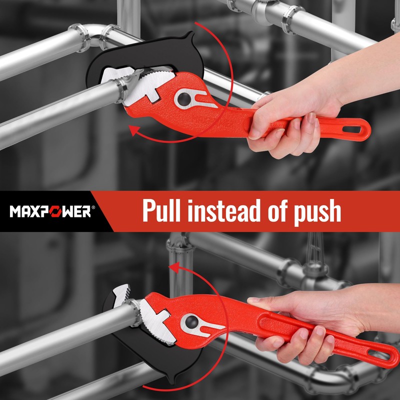 MAXPOWER 14-inch Pipe Wrench, Self-Adjusting Pipe Wrench, Rapid Grip Multi-function