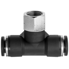 USA SEALING ZUSA-TF-PTC-525 Nylon Push to Connect Tube Fittings Female Branch Tee: 1/4" Tube 1/8" NPT Female,Black