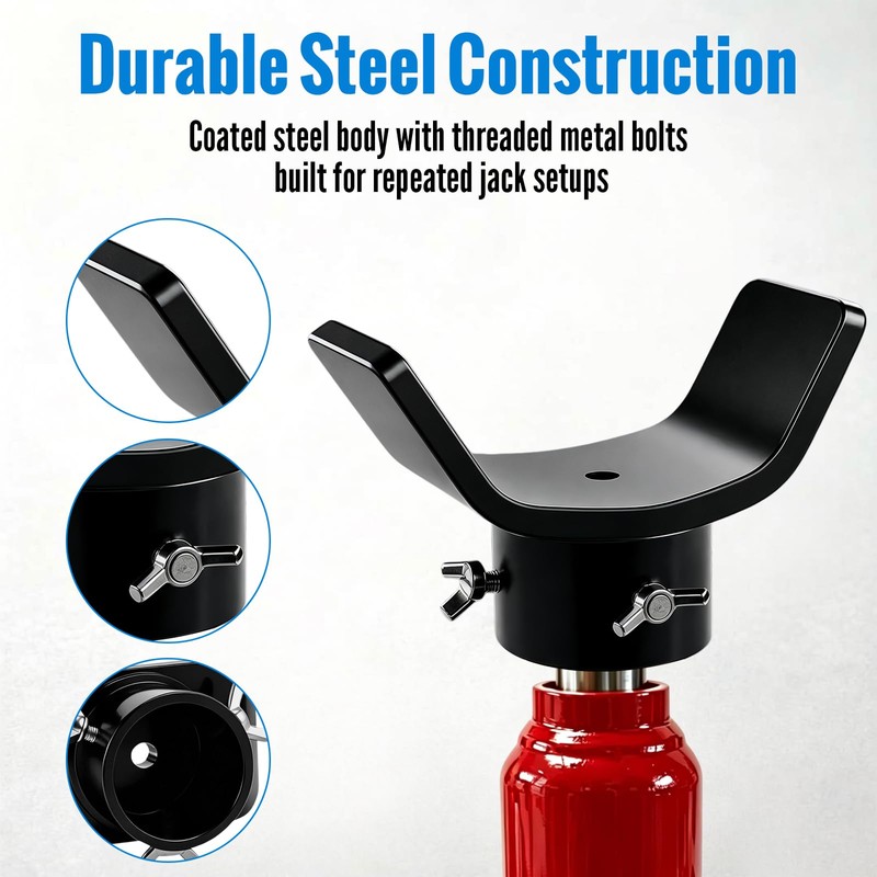 Bottle Jack Adapter,V-Shaped Axle Saddle, Adjustable Bolts (Black