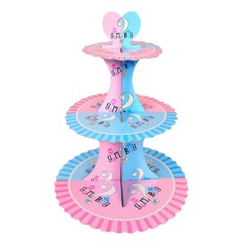 MaoNativey Boy Or Girl Gender Reveal Cardboard Cupcake Stands Three-Tier Cupcake Holder for Birthday Party Coffee Board Wedding Baby Shower