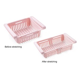 Fridge Drawer Organizer, 4PCS Retractable Drawer Refrigerator Storage Box,Unique Design Pull Out Bins, Fridge Shelf Holder Storage Box（Pink）