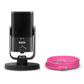 Rode NT-USB Mini USB Microphone for Podcasting, Streaming, Gaming and Vocal Recording with Rode SC17-Pink USB-C to USB-C Cable (5')