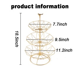 MINIDUO Wrought iron 3 Tier Fruit Tray Fruits Desserts Candy Buffet Plates Serving Tray for Family Dinner Birthday Party Wedding-gold