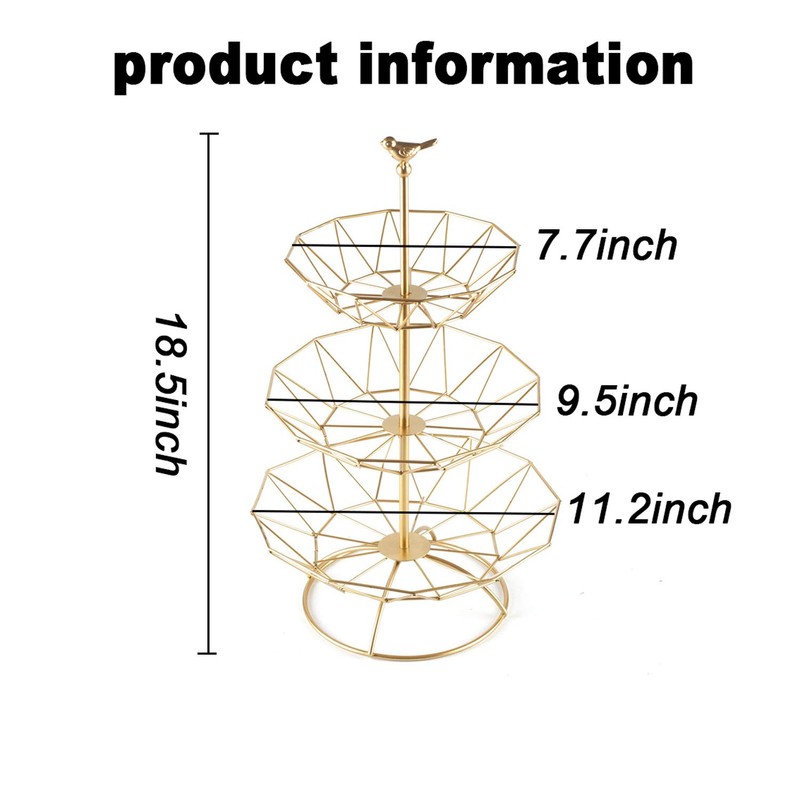 MINIDUO Wrought iron 3 Tier Fruit Tray Fruits Desserts Candy