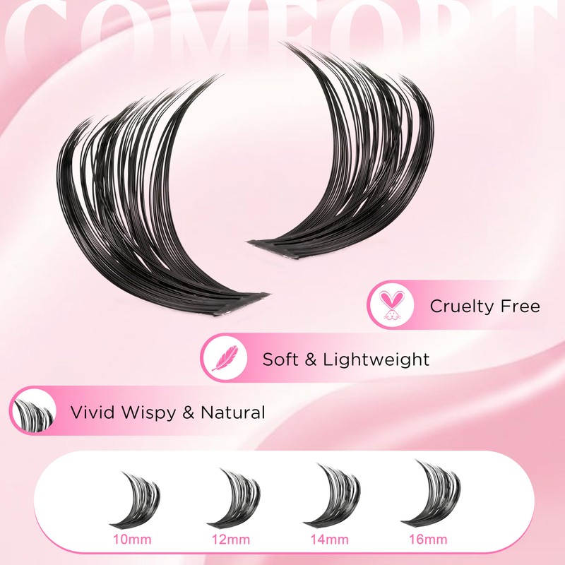 Jsio Cluster Lashes Kit with Glue, 456PCS Individual Eyelashes 30D-100D