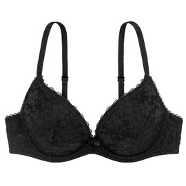 DORINA Women's Sonia Deep Plunge Plain Everyday Bra, Black White, 34D (Manufacturer Size:34)