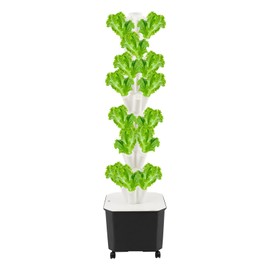 WANLECY Hydroponics Growing System Tower with Water Pump, 10 Layers Indoor Hydroponic Vegetable Growing Kit Vertical Planter Tower with 50 Pots for Fruits, Vegetables, Herbs (White)