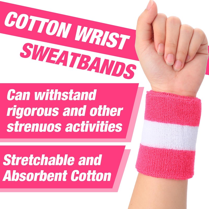 72 Pcs Bulk Striped Sweatband Set Include 24 Pcs Sweat
