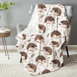 dhakalrlde Hedgehog Themed Throw Blanket - Plush, Soft Cozy Lightweight Flannel Blanket, Warm&Fuzzy, Anti-Pilling - Perfect for Couch, Sofa, Bed, Travel, Office - Ideal Gift for All 50"x60"