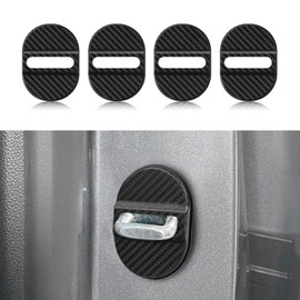 wuyaoyao 4PCS Car Door Latch Lock Cover, Carbon Fiber Car Door Lock Latches Cover, Automotive Door Latch Guard, Self-Adhesive Vehicle Door Latch Protector Trim Decoration for Most Cars (Black)