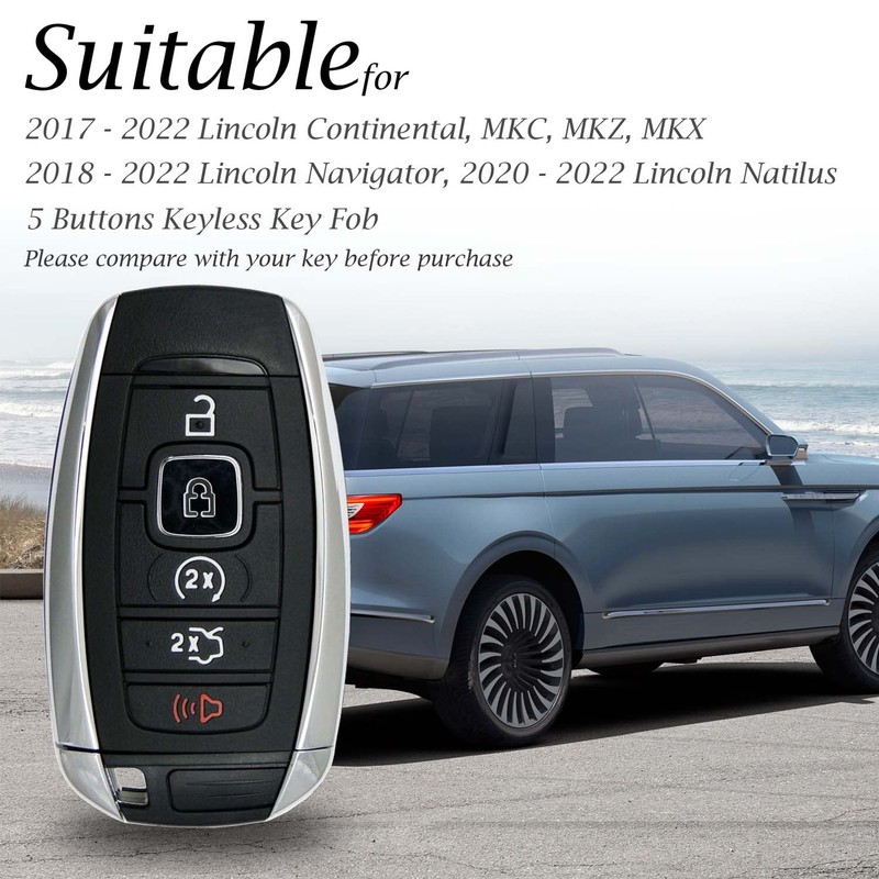 Vitodeco Leather Smart Key Fob Case Compatible with Lincoln Continental,