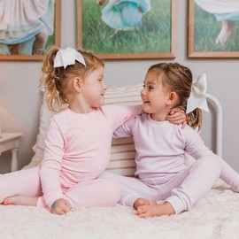 Made in USA Little Girls Thermal Underwear Set Perfect for Sensitive Skin SPD Sensory Friendly Base Layer Thermal Wear Cotton Ski Clothing for Kids Comfortable Ultra Soft, Orange, 3T