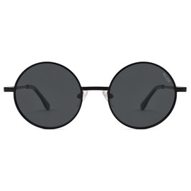 SOJOS Small Round Polarized Sunglasses for Women Men Retro Sun Glasses Vintage Shades UV400 Protection SJ1243 Black/Grey Lens