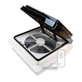 Airtaxi 14" RV Vent Fan - Powerful, Intelligent, Low Noise | Remote Control, Rain Sensor, Garnish Trim Included | DC 12V Reversible Airflow RV Roof Vent Fan | Campers and Trailers roof vent with fan