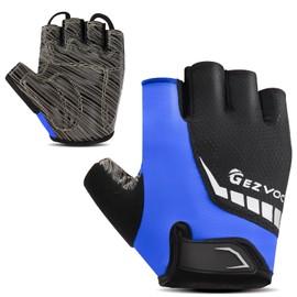 GEZVOC Cycling Gloves Bike Gloves Biking Gloves for Men Women with Shock-Absorbing Pad, Extra Grip,Flexible and Comfortable Fit,Light Weight,Breathable Mountain Bike Gloves (Black&Blue, Medium)
