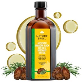 Nature Spell Mezcla de aceite de ricino negro jamaicano y romero para cabello y cuero cabelludo, aceite prediluido para fortalecer las raíces y suaviz