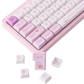 133 Keys PBT Keycaps Pink Custom Keycaps Set XDA Profile Keycaps ISO/UK Layout for Cherry MX Keys Mechanical Keyboards