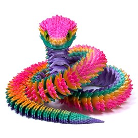 3D Printed Snake - 21 Inch Movable Articulated Snake, Perfect 3D Printed Animals for Educational Toys! Must-Have Toys for Kids and Collectors, Home Office Executive Desk Decor (Rainbow)