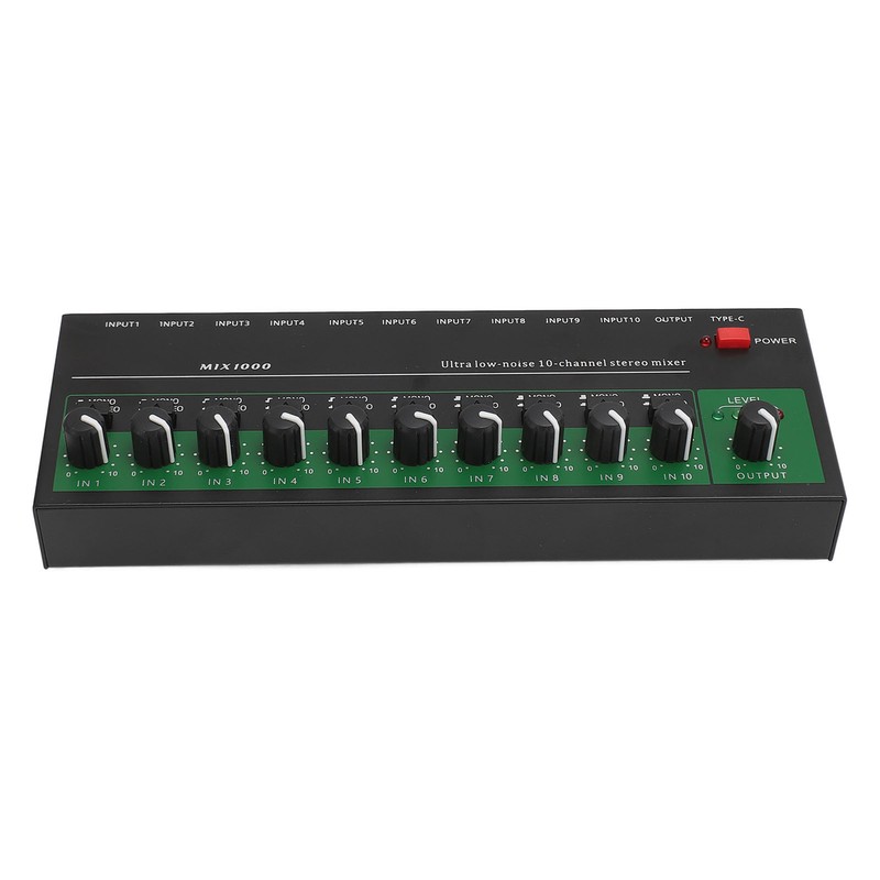 10 Channel Sound Mixer Independent Volume Control Knob Professional Multichannel