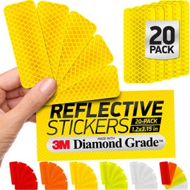 Byllstore Reflective Safety Tape Stickers | 3M Diamond Grade | Yellow | 1.2″ x 3.15″ | 20-Pack | Safety Warning Tape for Helmets, Cars, Mailboxes & More