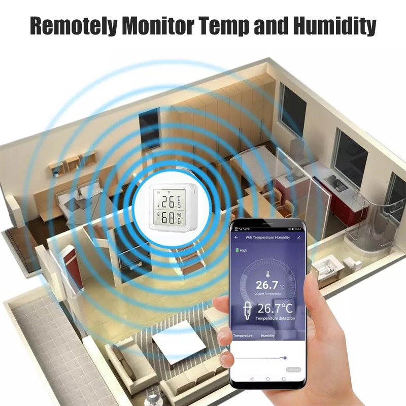 Smart WiFi Humidity Sensor Hygrometer Outdoor Indoor Thermometer Digital LCD