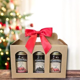 Dillman Farm All Natural Premium Preserves Giftboxes (Cherry Preserves, Dark Sweet Cherry Preserves, Cherry Amaretto)-Gluten-Free, Non-GMO, Vegan, Kosher, Eco-Friendly, Preservative Free, Corn Syrup Free - Made in USA, 16oz each. Gourmet Holiday Gifts, Hostess Gifts, Corporate Gifts, Special Occasions. (Cherry, Dark Sweet Cherry, Cherry Amaretto)