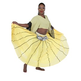 Miss Belly Dance Bellydancing Chiffon 10-Yards Full Circular Gypsy Skirt - Yellow/Black